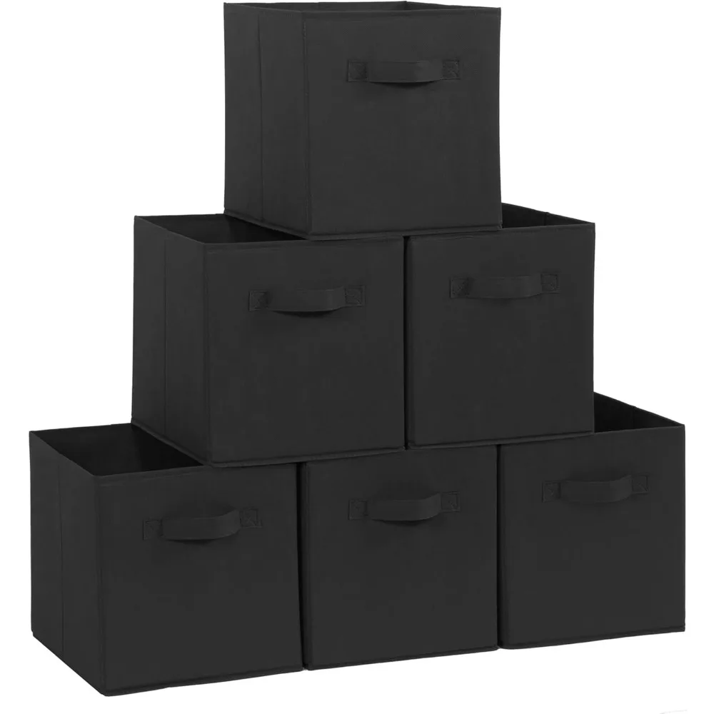 Durable Foldable Fabric Storage Cubes 11 Inch Set of 6 with Handles for Closet Shelf Office Organization Black
Durable Foldable Fabric Storage Cubes 11 Inch Set of 6 with Handles for Closet Shelf Office Organization Black
