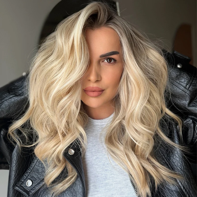 Ombre Ash Blonde Wig Natural Wavy Loose Curly Synthetic Hair 13x4 Free Part Highlighted Lace Front Wig for Women Daily Pary Use
Ombre Ash Blonde Wig Natural Wavy Loose Curly Synthetic Hair 13x4 Free Part Highlighted Lace Front Wig for Women Daily Pary Use