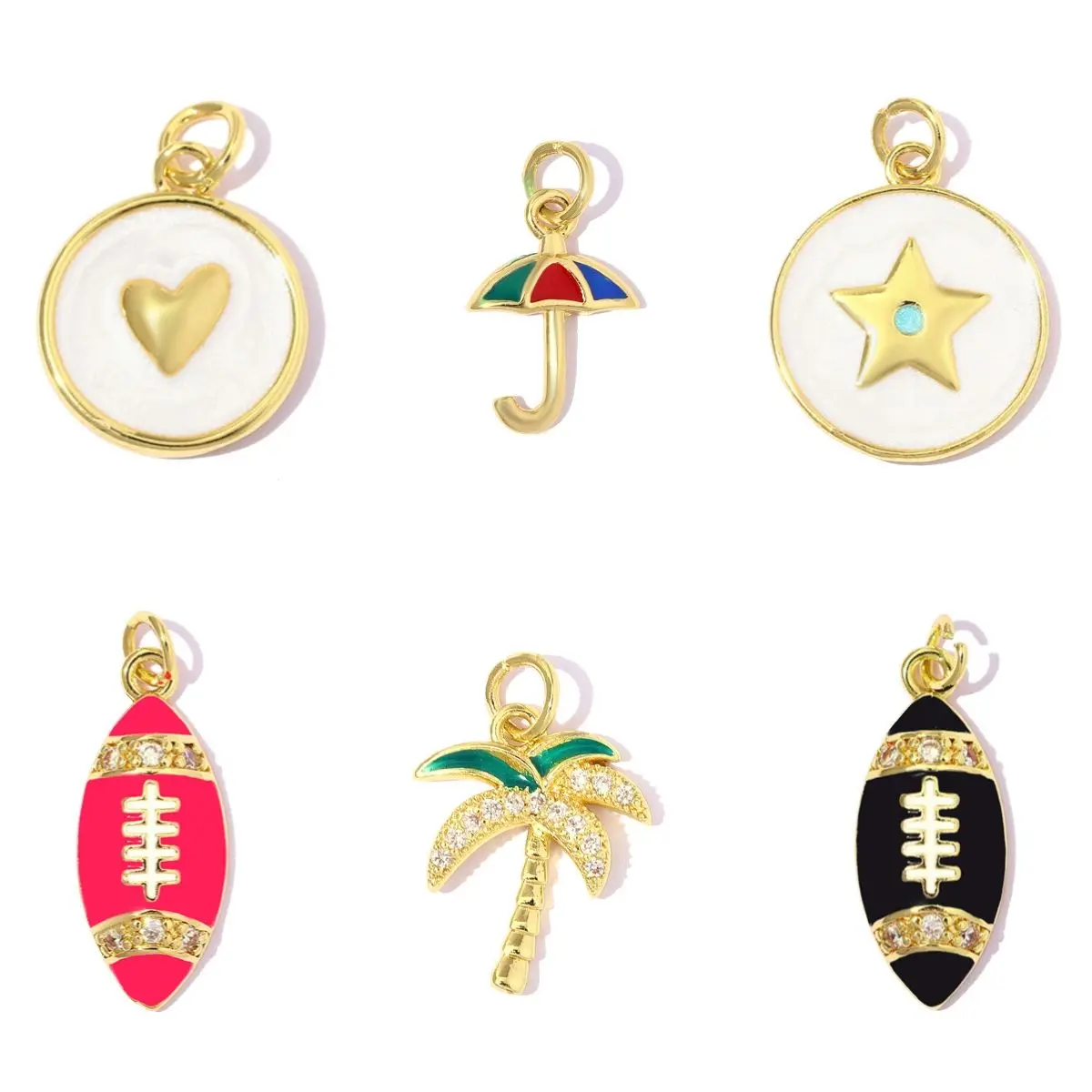5Pcs/Lot Copper Baseball Heart Charms Zircon Coconut Tree Pendants For DIY Jewelry Making Necklace Earring Accessory Wholesale
5Pcs/Lot Copper Baseball Heart Charms Zircon Coconut Tree Pendants For DIY Jewelry Making Necklace Earring Accessory Wholesale
