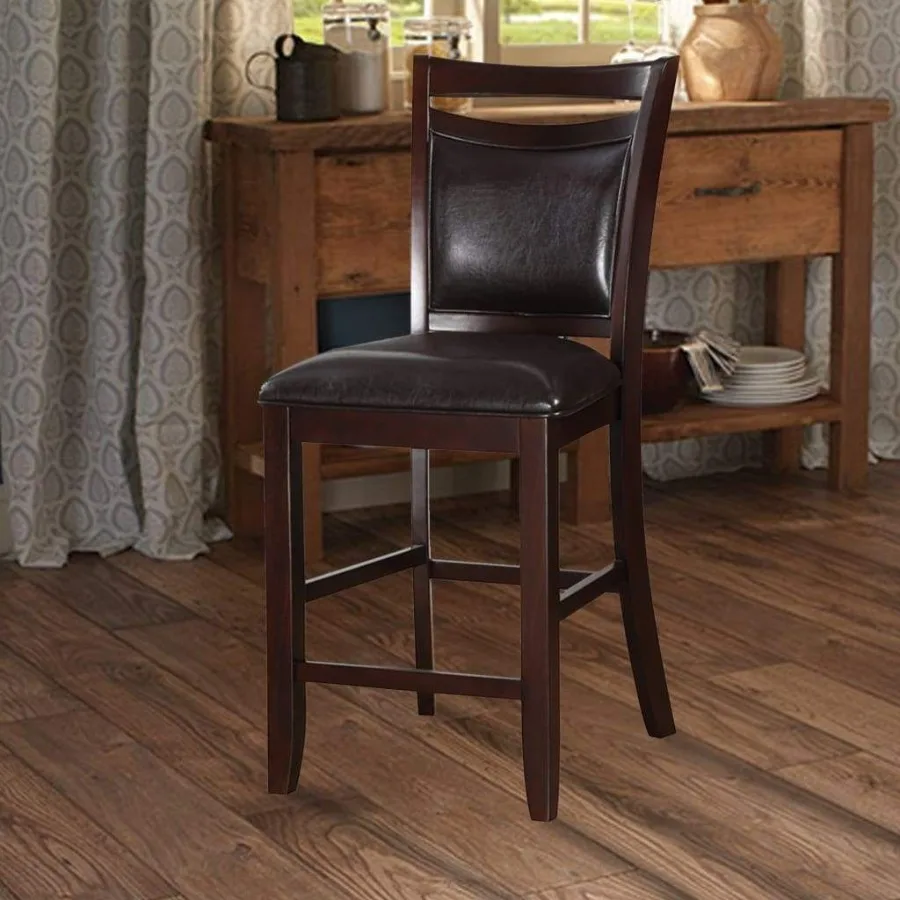 Set of 2 Counter Height Chairs Brown Color wood finish MidCentury Modern Padded Faux Leather Seat And Back High Chairs Kitchen
Set of 2 Counter Height Chairs Brown Color wood finish MidCentury Modern Padded Faux Leather Seat And Back High Chairs Kitchen
