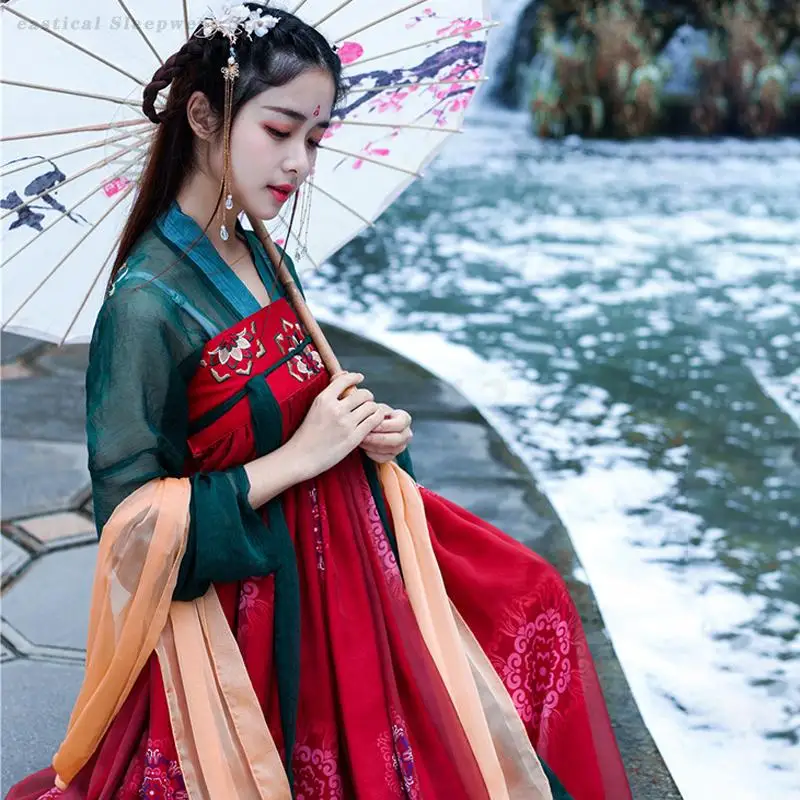 Oriental Ancient Tang Dynasty Hanfu Dress Woman Chinese Traditional Dance Costumes Red Elegant Fairy Folk Performance Clothing
Oriental Ancient Tang Dynasty Hanfu Dress Woman Chinese Traditional Dance Costumes Red Elegant Fairy Folk Performance Clothing