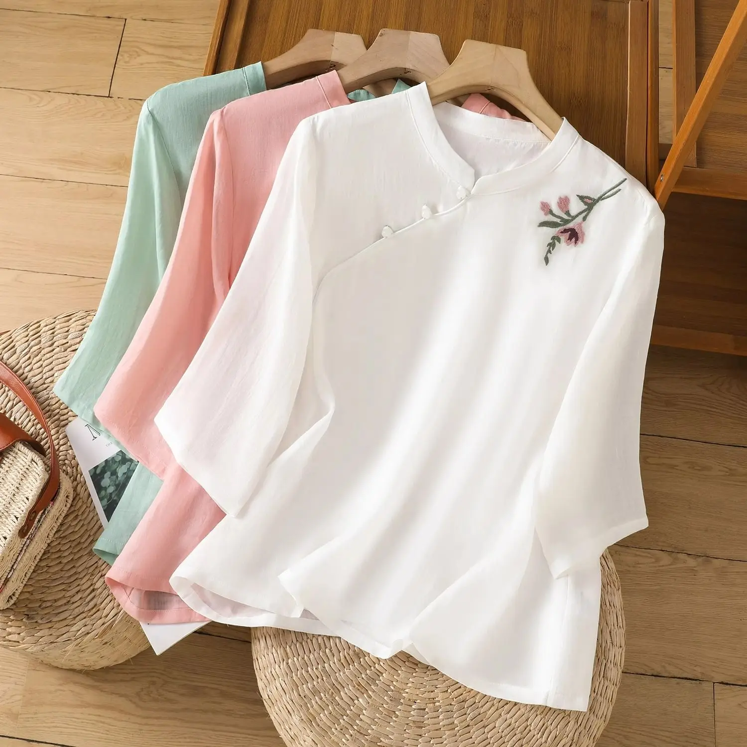 Korean Style plus Size Women's Mid-Sleeve Base Shirt New Chinese Style T-Shirt Fashion Retro Top for plus Size Women
Korean Style plus Size Women's Mid-Sleeve Base Shirt New Chinese Style T-Shirt Fashion Retro Top for plus Size Women