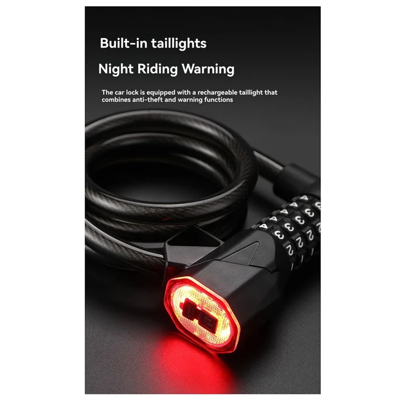 B93B-Bicycle Lock With Light 5 Digit Security Password Bike Lock Steel Cable Chain Anti-Theft Lock For Road Bike
B93B-Bicycle Lock With Light 5 Digit Security Password Bike Lock Steel Cable Chain Anti-Theft Lock For Road Bike