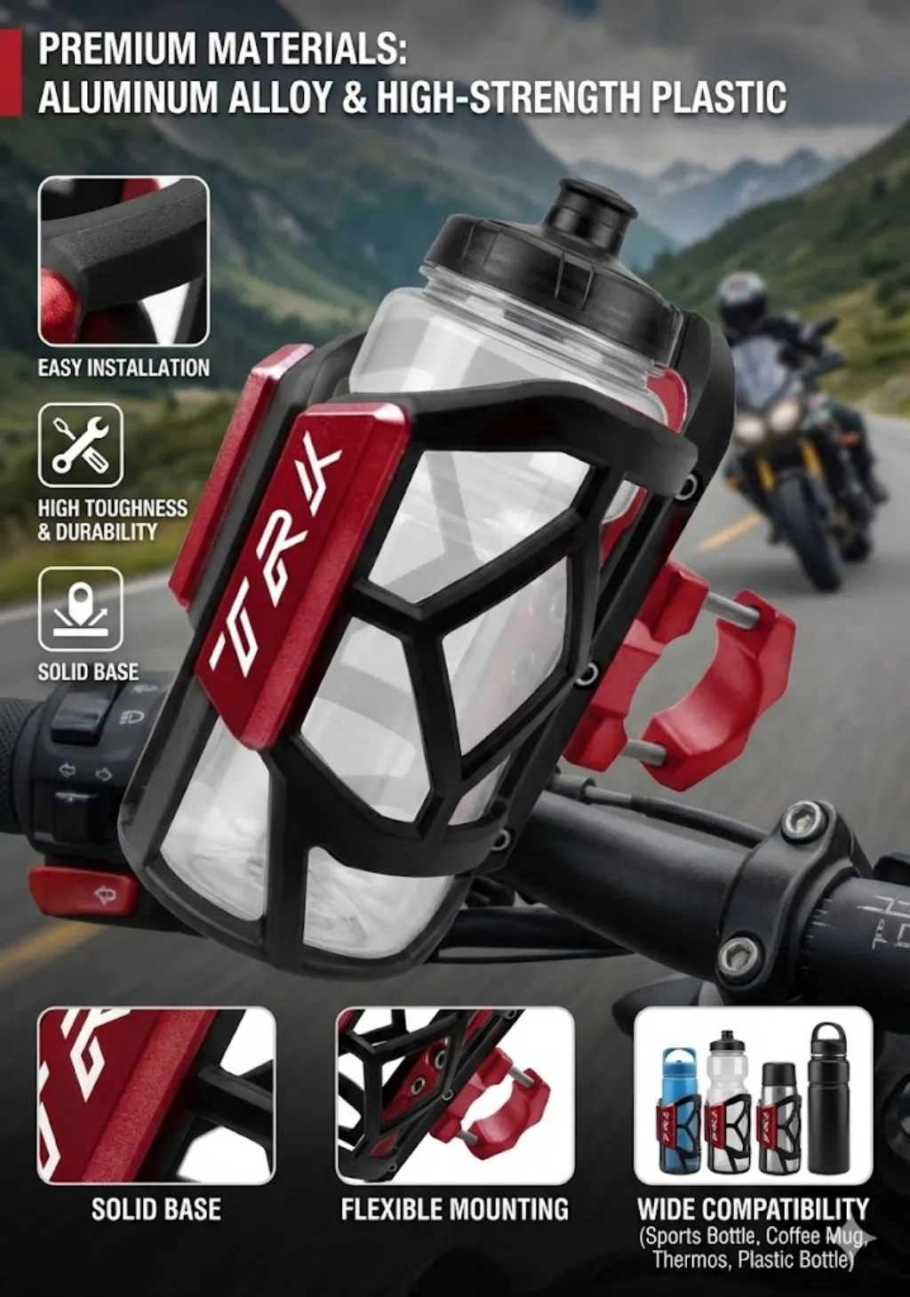 For TRK502 TRK502X TRK 502 502X Aluminum 2018 2019 2020 2021 2022 Universal High Quality Motorcycle Beverage Water Cup Holder
For TRK502 TRK502X TRK 502 502X Aluminum 2018 2019 2020 2021 2022 Universal High Quality Motorcycle Beverage Water Cup Holder