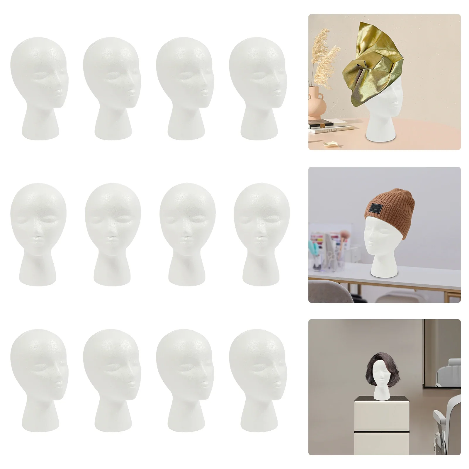 Foam Wig Head, Female Styrofoam Mannequin Hairpieces Stand Holder Cosmetics Model, Head Wig Display for Style, Model 12 Pcs
Foam Wig Head, Female Styrofoam Mannequin Hairpieces Stand Holder Cosmetics Model, Head Wig Display for Style, Model 12 Pcs