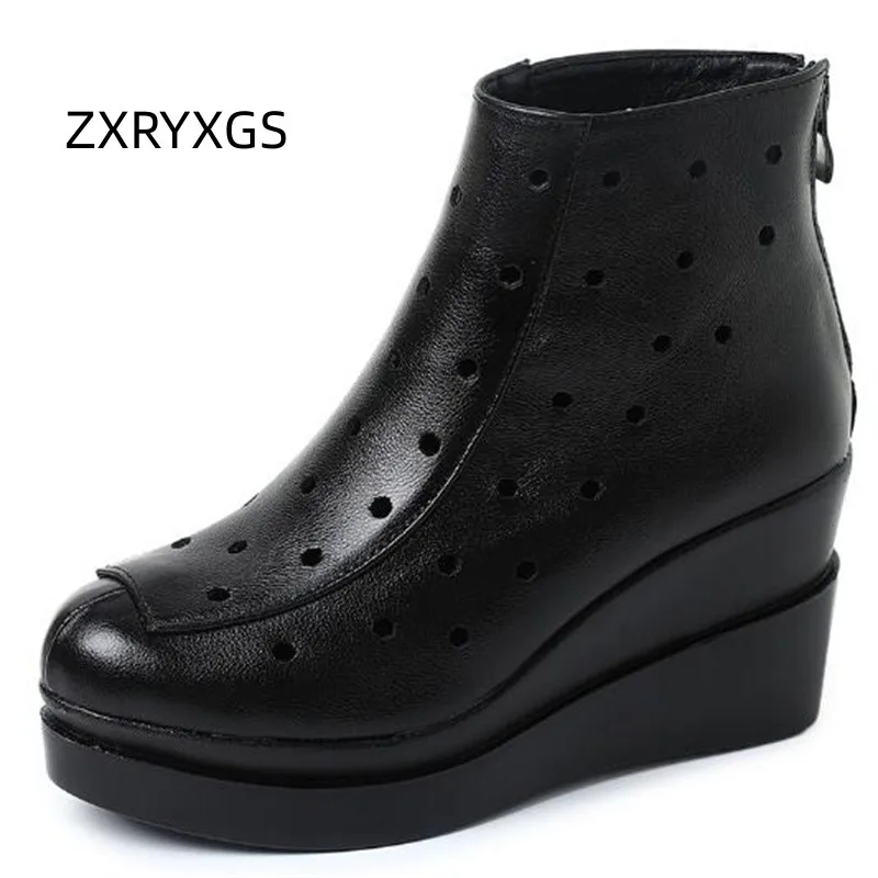 ZXRYXGS 2024 Top Cowhide Hollow Spring Summer Boots Breathable Elegant Women Leather Boots Wedges High Heel Shoes Fashion Boots
ZXRYXGS 2024 Top Cowhide Hollow Spring Summer Boots Breathable Elegant Women Leather Boots Wedges High Heel Shoes Fashion Boots