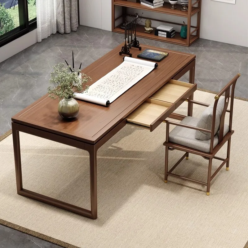New Chinese solid wood desk elm calligraphy table calligraphy and paintingtable office picture case with drawertable and chair
New Chinese solid wood desk elm calligraphy table calligraphy and paintingtable office picture case with drawertable and chair