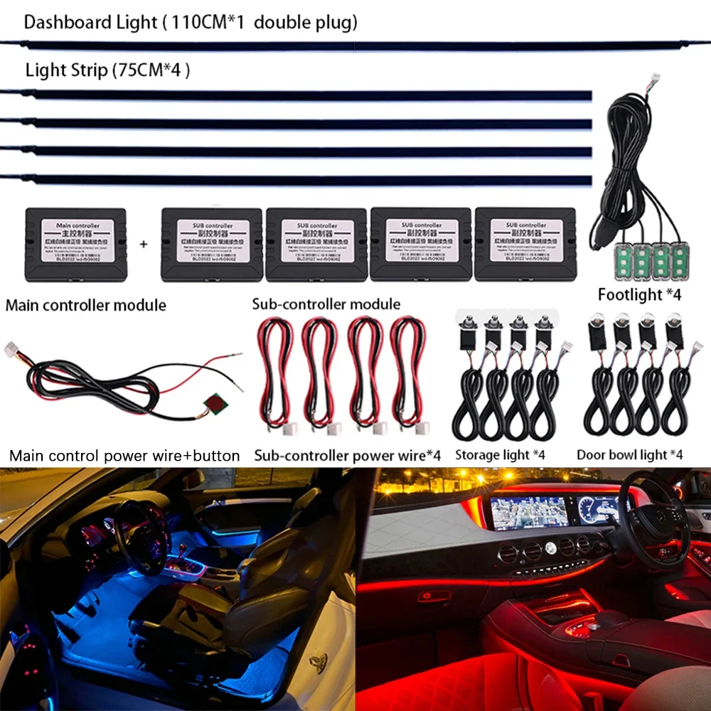 18 in 1 Ambient Light For Car Interior 64 Color Breathe Dashboard Door Decoration LED Strip Lights RGB Bluetooth App Control 12V
18 in 1 Ambient Light For Car Interior 64 Color Breathe Dashboard Door Decoration LED Strip Lights RGB Bluetooth App Control 12V
