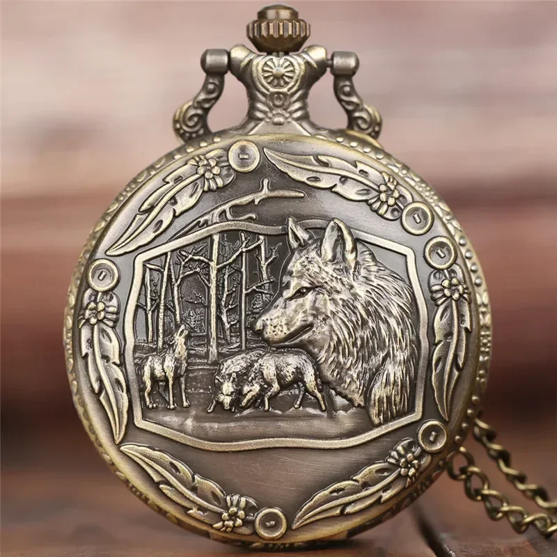 Antique Engraved Wolf Animal Design Full Hunter Quartz Analog Pocket Watch for Men Women Arabic Number Clock Necklace Chain
Antique Engraved Wolf Animal Design Full Hunter Quartz Analog Pocket Watch for Men Women Arabic Number Clock Necklace Chain
