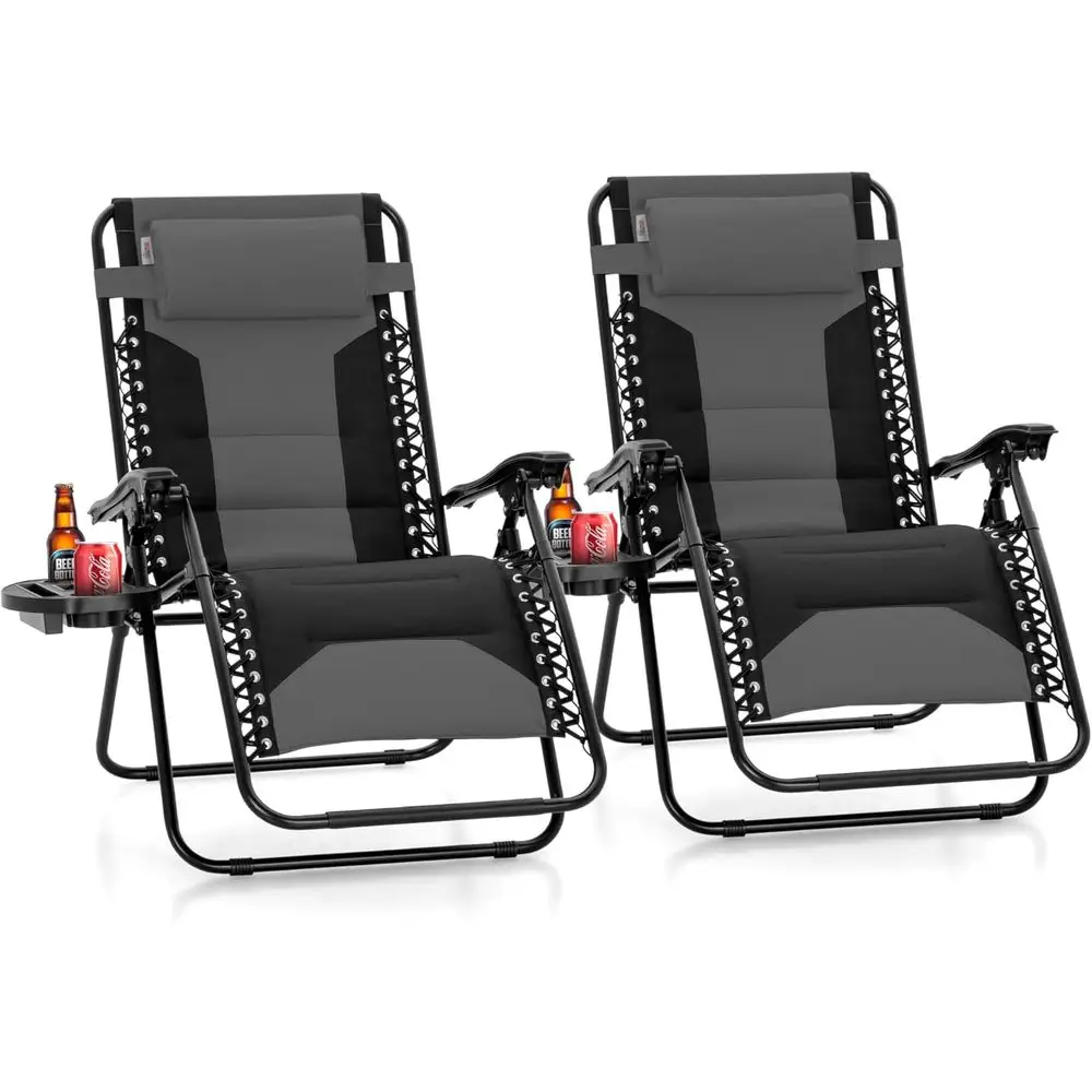 XL Zero Gravity Recliner Chair Set of 2, Padded Reclining Lounge Chairs with Wide Armrests and Cup Holders, Supports up to 400 L
XL Zero Gravity Recliner Chair Set of 2, Padded Reclining Lounge Chairs with Wide Armrests and Cup Holders, Supports up to 400 L