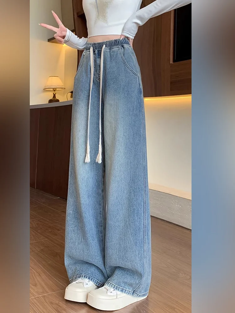 Loose High Waist Denim Jeans Women's Straight Leg Drapey Wide Leg Pants Spring New Sle plus Size Slimming Effect
Loose High Waist Denim Jeans Women's Straight Leg Drapey Wide Leg Pants Spring New Sle plus Size Slimming Effect