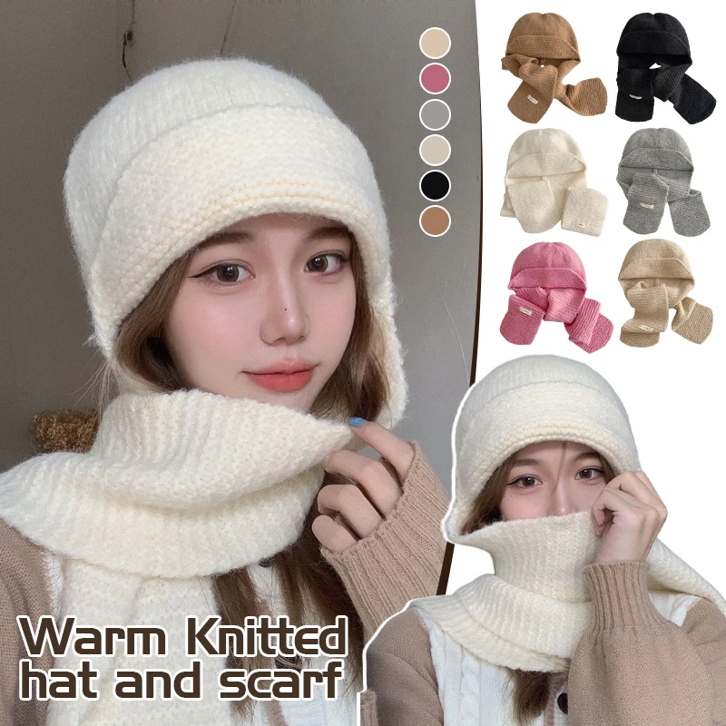 Women Winter Warm Wool Hat Scarf Ear Protection Knitted Hooded Trendy Outdoor Warm One-Piece Skiing Sports Hats Scarf
Women Winter Warm Wool Hat Scarf Ear Protection Knitted Hooded Trendy Outdoor Warm One-Piece Skiing Sports Hats Scarf