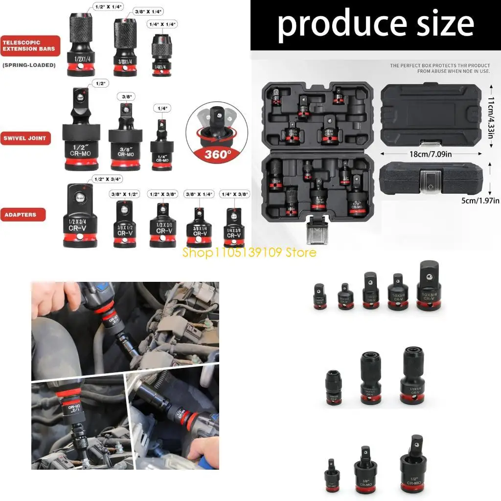 P5ED Multipurpose Impact Socket Adapter And Universal Joint For Professional And Home Use 1/4" 3/8" 1/2" Drive
P5ED Multipurpose Impact Socket Adapter And Universal Joint For Professional And Home Use 1/4" 3/8" 1/2" Drive