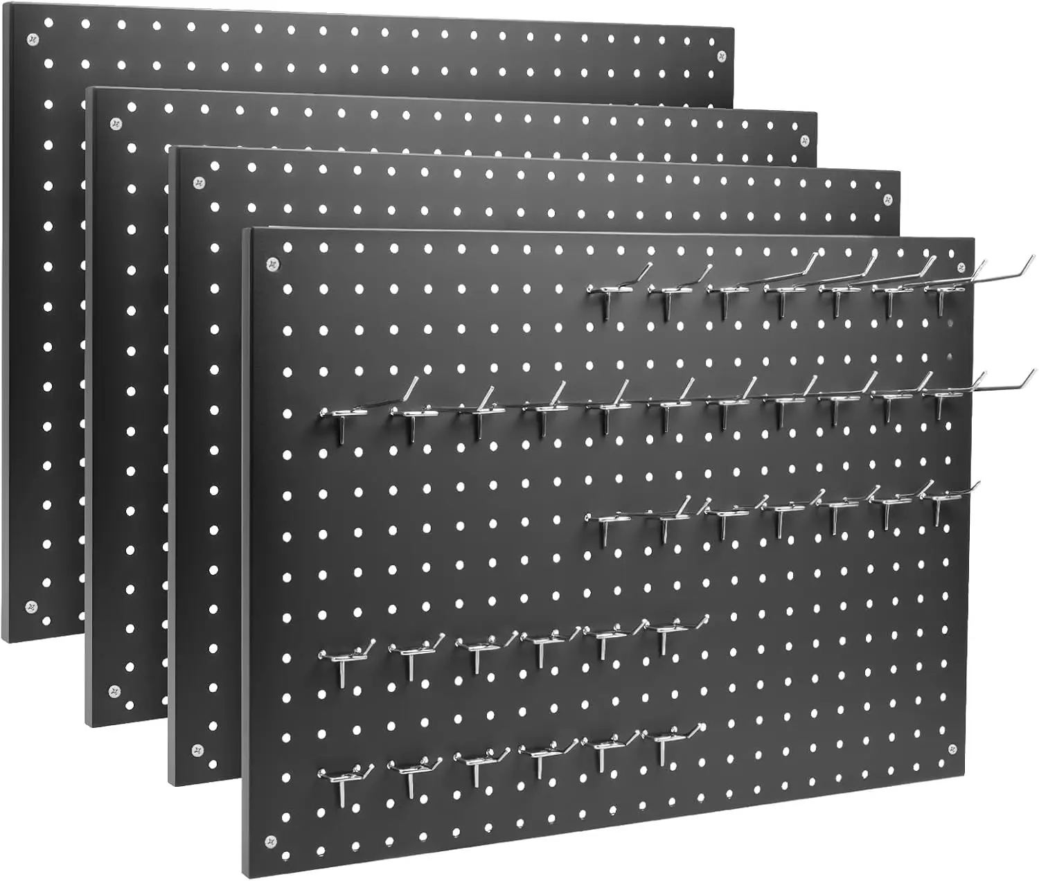 4-Pack Heavy Duty Metal Pegboard Panels, Black Wall Organizer with Frame for Garage, Home & Office Storage, 24"x16"
4-Pack Heavy Duty Metal Pegboard Panels, Black Wall Organizer with Frame for Garage, Home & Office Storage, 24"x16"