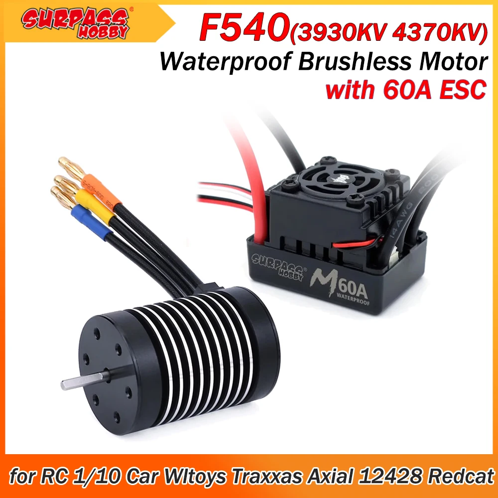 Surpass Hobby F540 3930KV 4370KV Waterproof Brushless Motor with 60A ESC Combo for RC 1/10 Car Wltoys Traxxas Axial 12428 Redcat
Surpass Hobby F540 3930KV 4370KV Waterproof Brushless Motor with 60A ESC Combo for RC 1/10 Car Wltoys Traxxas Axial 12428 Redcat