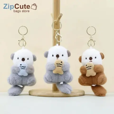 New Cartoon Sea Otter Plush Keychain Small Pendant Fish Seal Plush Doll School Bag Pendant