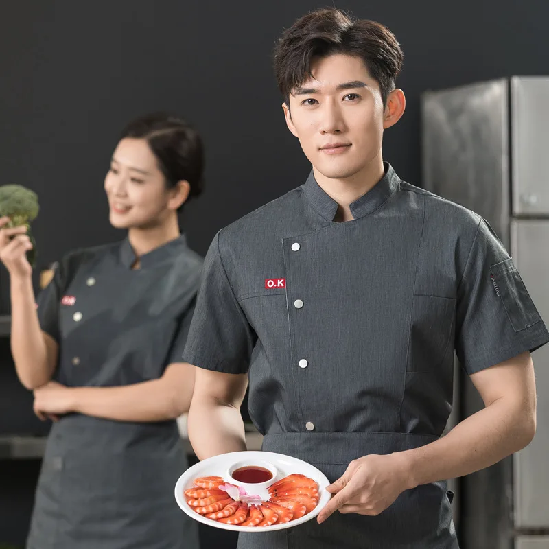 Wholesale Supply Chef Uniform Short Sleeve Summer Embroidered Restaurant Kitchen Workwear Plus Size Canteen Back Kitchen Staff T
Wholesale Supply Chef Uniform Short Sleeve Summer Embroidered Restaurant Kitchen Workwear Plus Size Canteen Back Kitchen Staff T