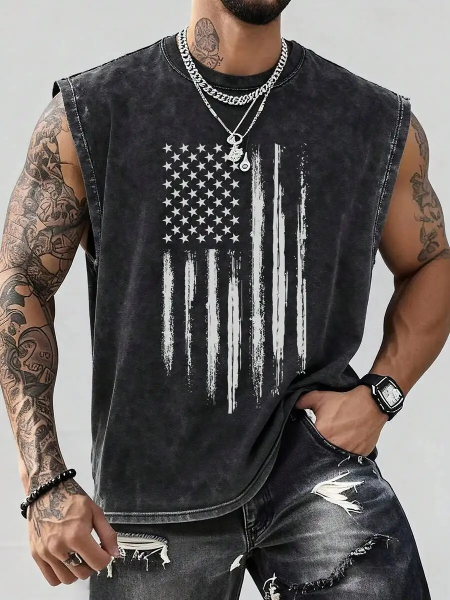 Mens Vintage Washed Print Tank Top, Loose Fit Casual Streetwear For Gym And Daily Wear
Mens Vintage Washed Print Tank Top, Loose Fit Casual Streetwear For Gym And Daily Wear