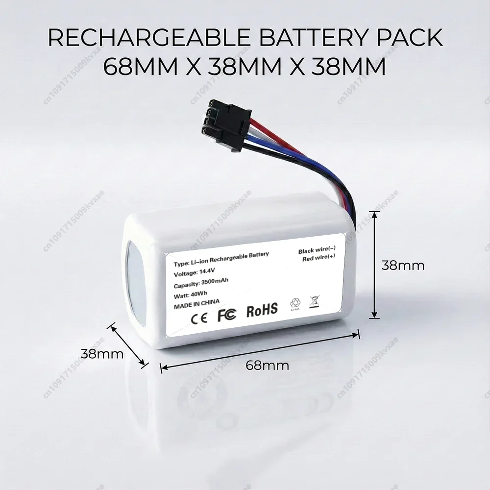Replacement Battery for Xiaomi Robot Vacuum S20 - 14.4V 3500mAh Li-ion 4-Cell Pack Fast Charging Durable Spare Parts
Replacement Battery for Xiaomi Robot Vacuum S20 - 14.4V 3500mAh Li-ion 4-Cell Pack Fast Charging Durable Spare Parts