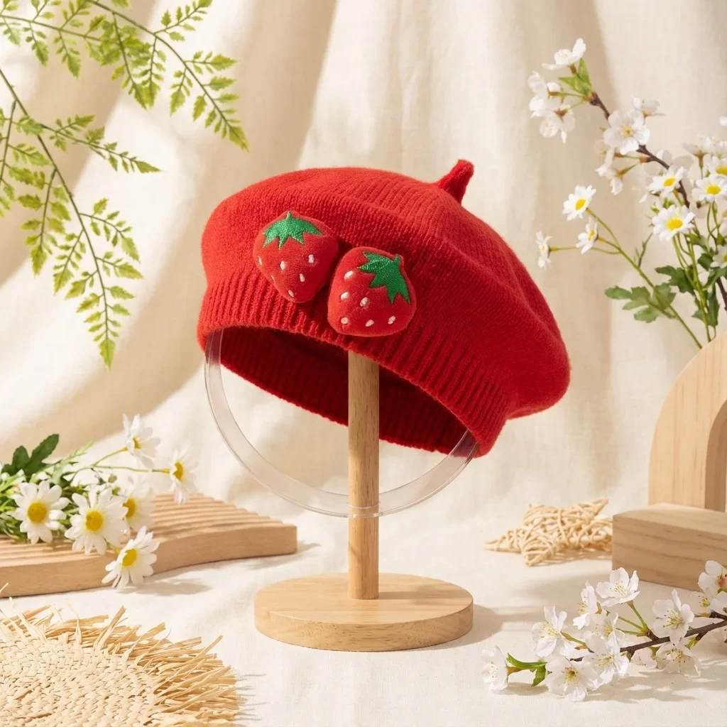 Новинка 2026 года, весенняя красная вязаная шапка для маленьких девочек, вязаный берет, очаровательный клубничный модный теплый мягкий уличный детский головной убор
Новинка 2026 года, весенняя красная вязаная шапка для маленьких девочек, вязаный берет, очаровательный клубничный модный теплый мягкий уличный детский головной убор