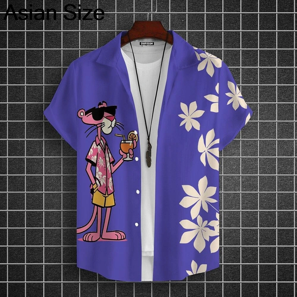 Cartoon Leopard Graphic Men's Short Sleeve Lapel Shirt Hawaii Tops Unisex Pink Button-Down Shirts Women's clothing Female Blouse
Cartoon Leopard Graphic Men's Short Sleeve Lapel Shirt Hawaii Tops Unisex Pink Button-Down Shirts Women's clothing Female Blouse