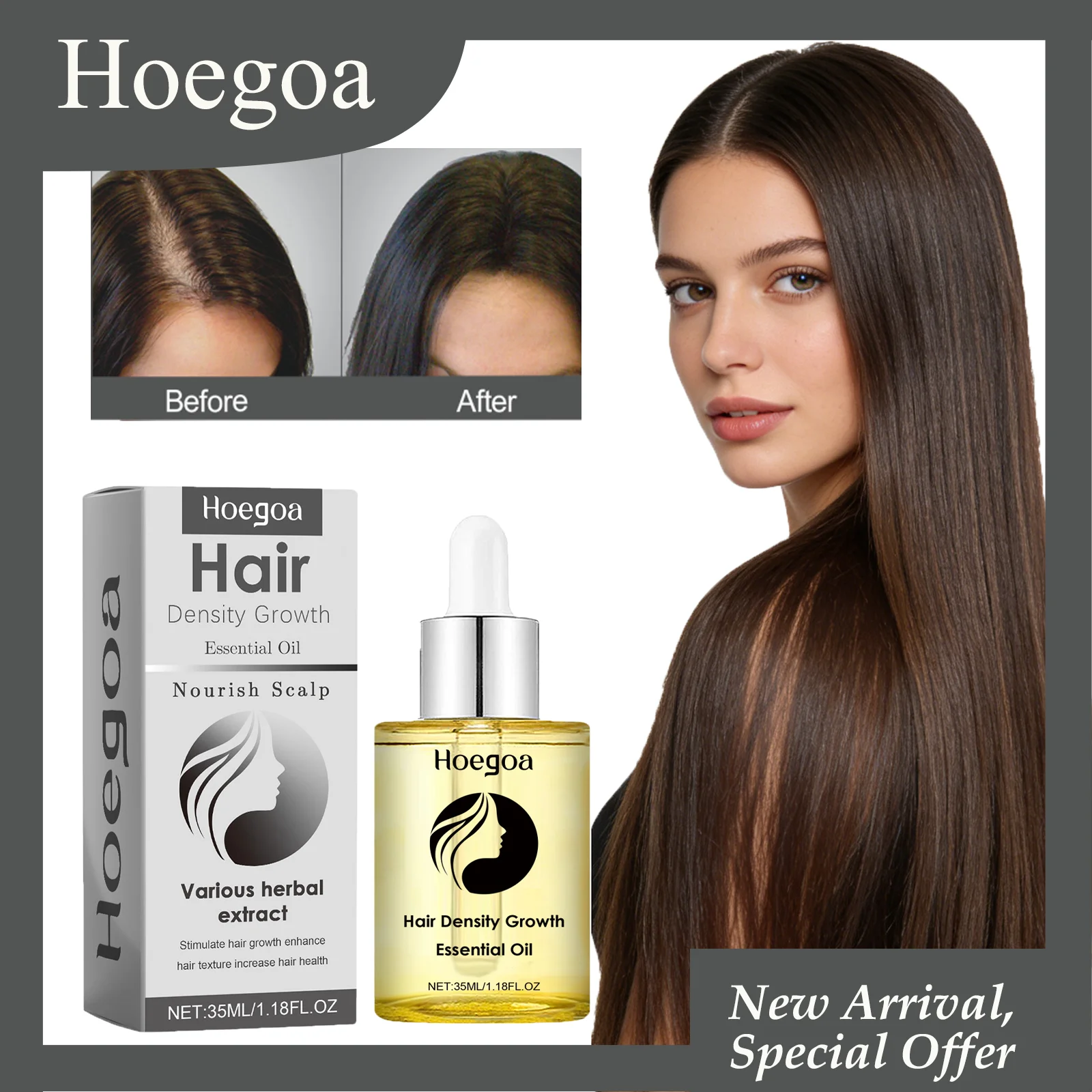 HOEGOA 35mL Hair Density Growth Essential Oil Effectively Strengthens Hair Reduces Hair Breakage & Hair Loss Hair Growth Oil
HOEGOA 35mL Hair Density Growth Essential Oil Effectively Strengthens Hair Reduces Hair Breakage & Hair Loss Hair Growth Oil