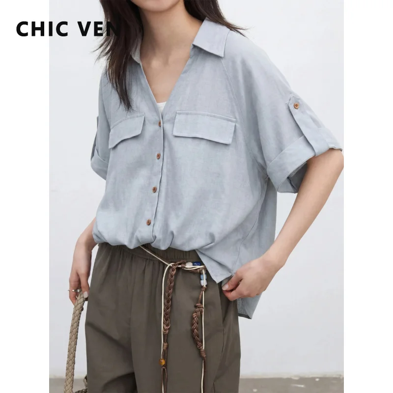 CHICVEN Fashion Women Shirt Solid V Neck Loose Casual Short Sleeved Blouses Ladies Top Pullover Spring Spring Summer 2026
CHICVEN Fashion Women Shirt Solid V Neck Loose Casual Short Sleeved Blouses Ladies Top Pullover Spring Spring Summer 2026