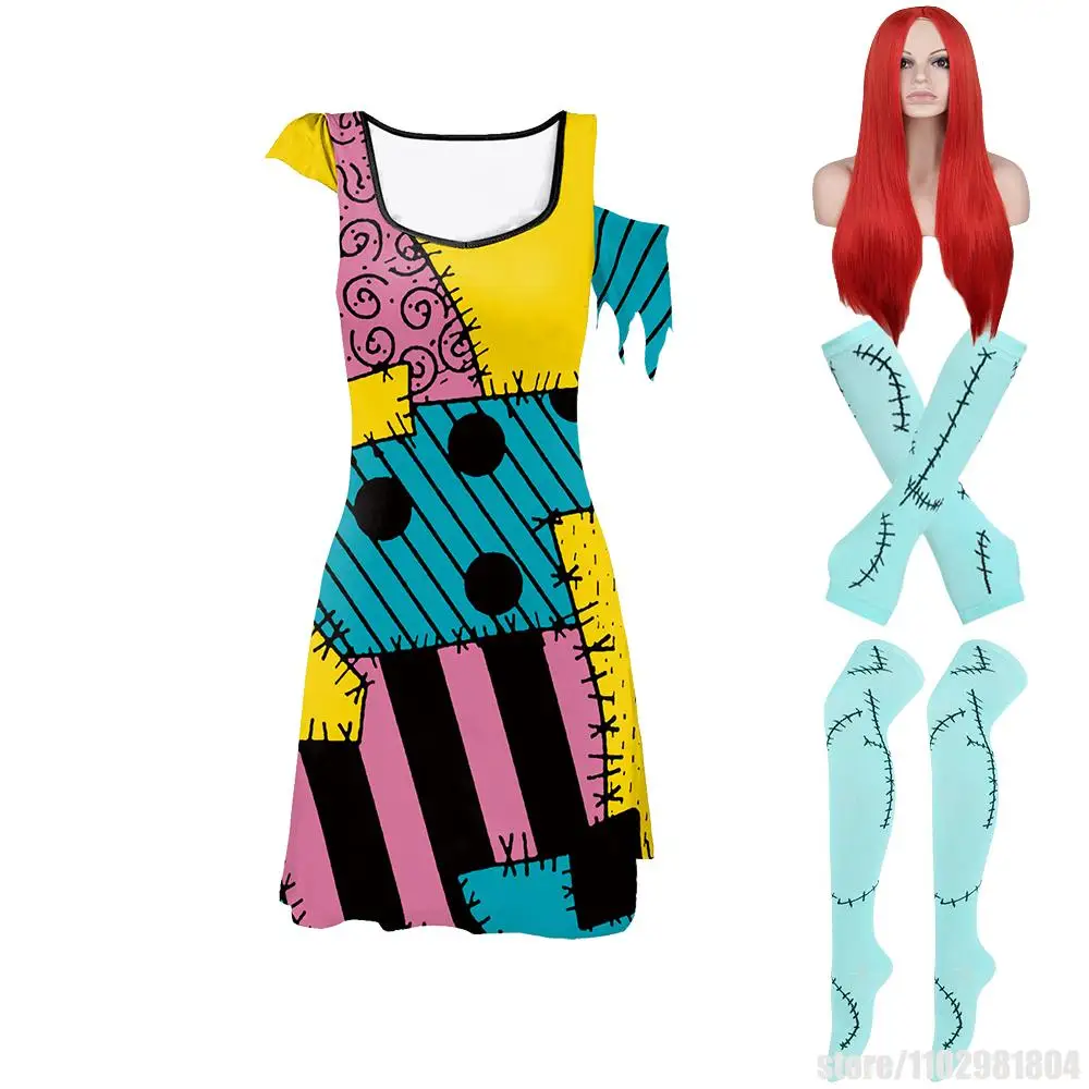 Платье Салли с короткими рукавами, карнавальный костюм на Хэллоуин, забавный парик Салли, носки, комплект, комбинезон из рождественского фильма, карнавальный наряд для вечеринки
Платье Салли с короткими рукавами, карнавальный костюм на Хэллоуин, забавный парик Салли, носки, комплект, комбинезон из рождественского фильма, карнавальный наряд для вечеринки