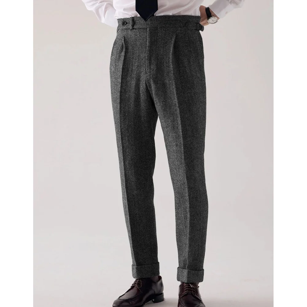 Mens Tapered Wool Blend Trousers Herringbone Pleated Business Casual Pants Comfortable Breathable Office Wear Modern Fit 
Mens Tapered Wool Blend Trousers Herringbone Pleated Business Casual Pants Comfortable Breathable Office Wear Modern Fit
