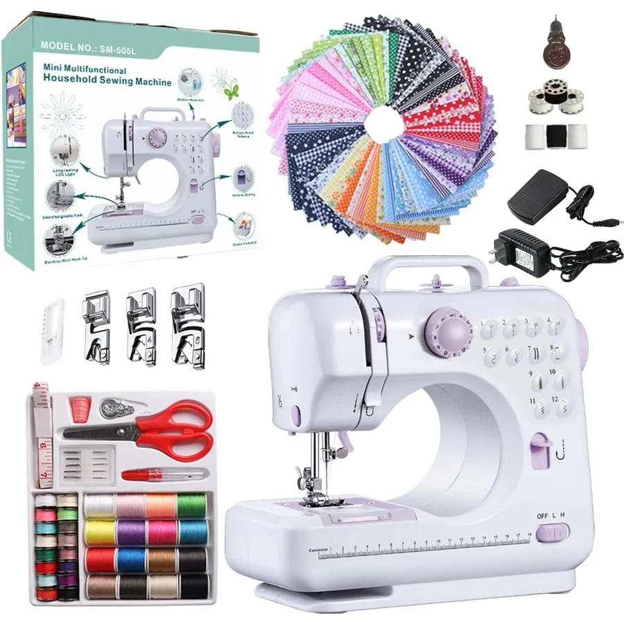 Sewing Machine for Beginners Electric Portable Mini Sewing Machine with 50 Pcs Fabric and 32 Pcs Sewing Threads Kit 12 Built-in
Sewing Machine for Beginners Electric Portable Mini Sewing Machine with 50 Pcs Fabric and 32 Pcs Sewing Threads Kit 12 Built-in