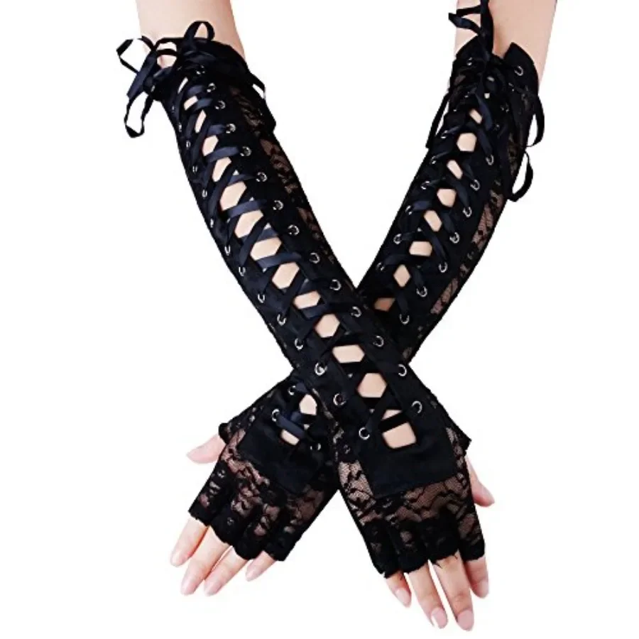 JISEN Womens Fingerless Gloves Elbow Lace Up steampunk Costume Arm Warmer
JISEN Womens Fingerless Gloves Elbow Lace Up steampunk Costume Arm Warmer