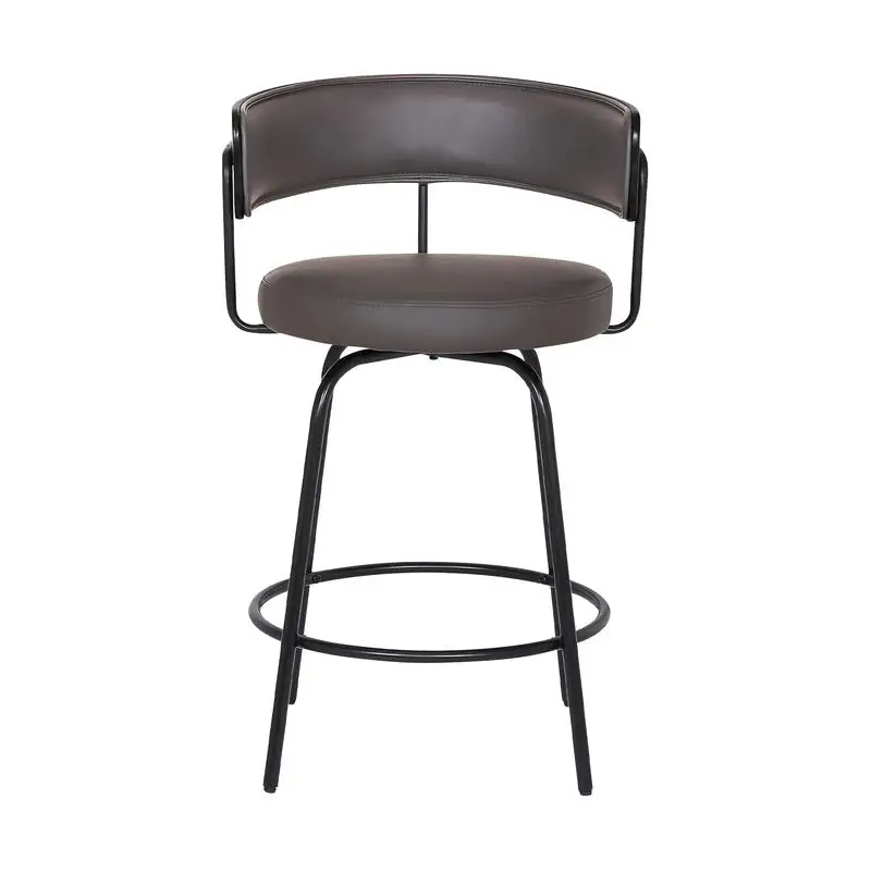 26" Gray Faux Leather Swivel Barstool with Black Powder Coat Finish
26" Gray Faux Leather Swivel Barstool with Black Powder Coat Finish