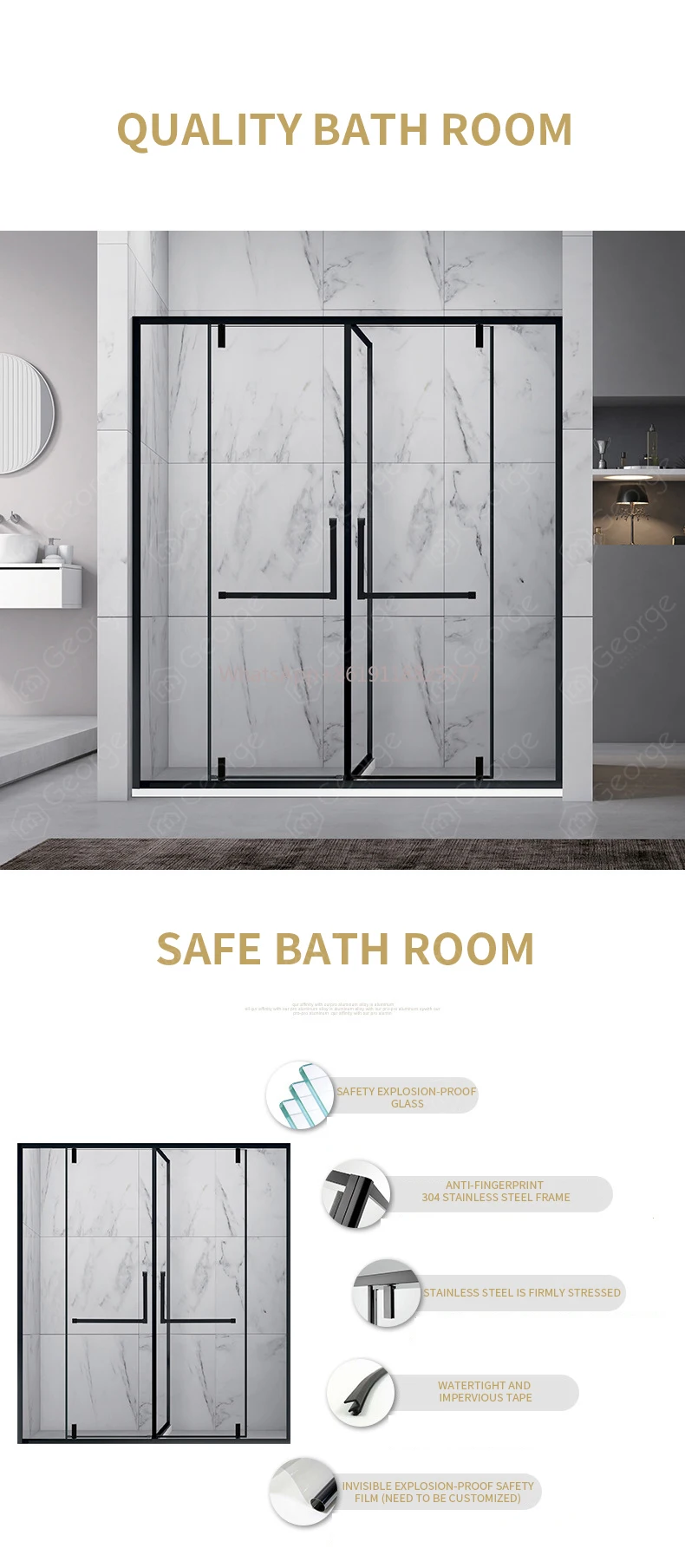 Bathroom simple enclosed shower cubicle shower room partition tempered glass wet and dry separation bath screen
Bathroom simple enclosed shower cubicle shower room partition tempered glass wet and dry separation bath screen