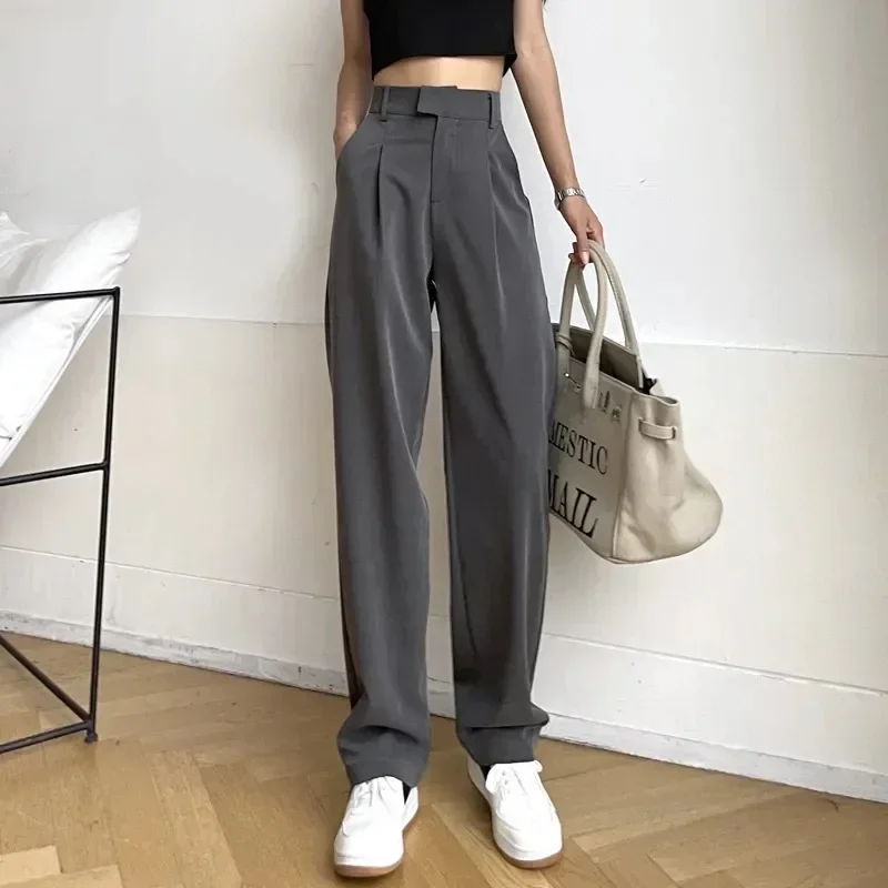 Casual Loose Pockets Straight Female Trousers Casual High Waist Women Long Pants 2024
Casual Loose Pockets Straight Female Trousers Casual High Waist Women Long Pants 2024