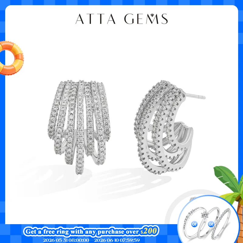 ATTAGEM Luxury Multiple Hoop Moissanite Earrings For Women D VVS1 1.3mm Round Cut S925 Sterling Silver Ear Pendant Party Jewelry
ATTAGEM Luxury Multiple Hoop Moissanite Earrings For Women D VVS1 1.3mm Round Cut S925 Sterling Silver Ear Pendant Party Jewelry