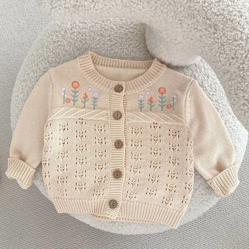 New autumn baby clothing, 0-3 year old girls, flower embroidered cotton cardigan jacket
New autumn baby clothing, 0-3 year old girls, flower embroidered cotton cardigan jacket