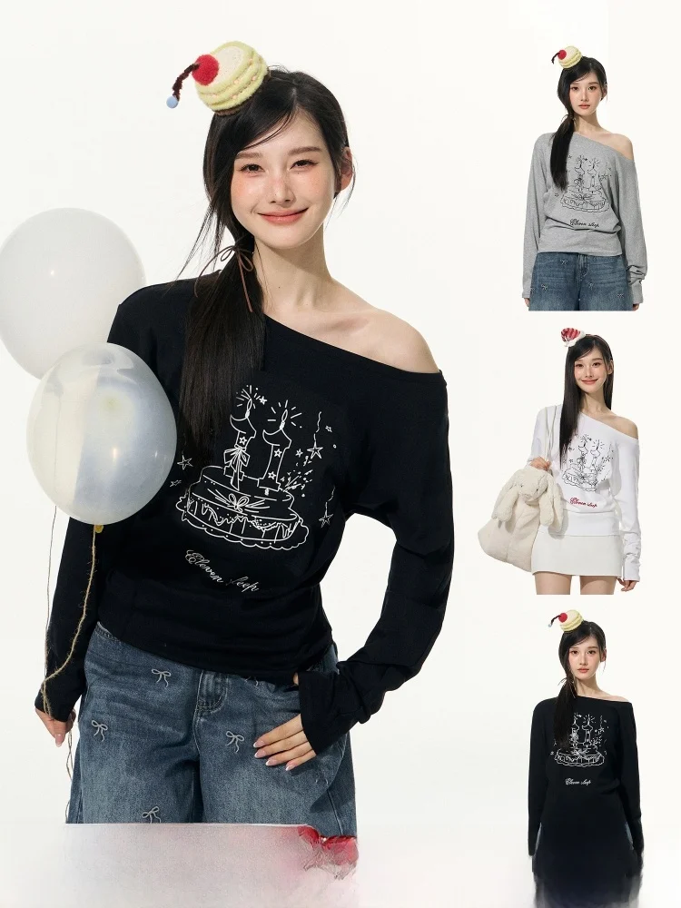 ELEVEN SP Bla Asymmetrical oulder Long Sve Loose T-irt Women's Casual Sle Original Design Ballet Print Autumn Top
ELEVEN SP Bla Asymmetrical oulder Long Sve Loose T-irt Women's Casual Sle Original Design Ballet Print Autumn Top