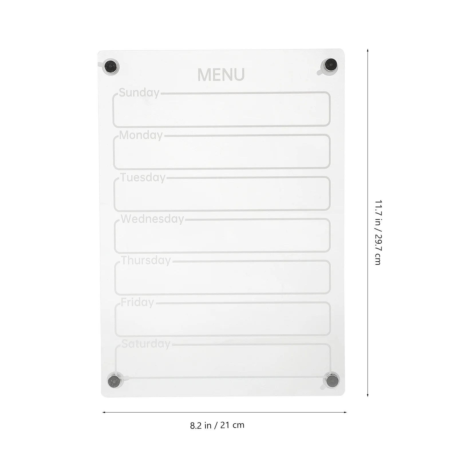 Magnetic Clear Acrylic Weekly Planning Board Erasable Schedule Message Board for Fridge Dry Erase Organizer Fridge Planner
Magnetic Clear Acrylic Weekly Planning Board Erasable Schedule Message Board for Fridge Dry Erase Organizer Fridge Planner