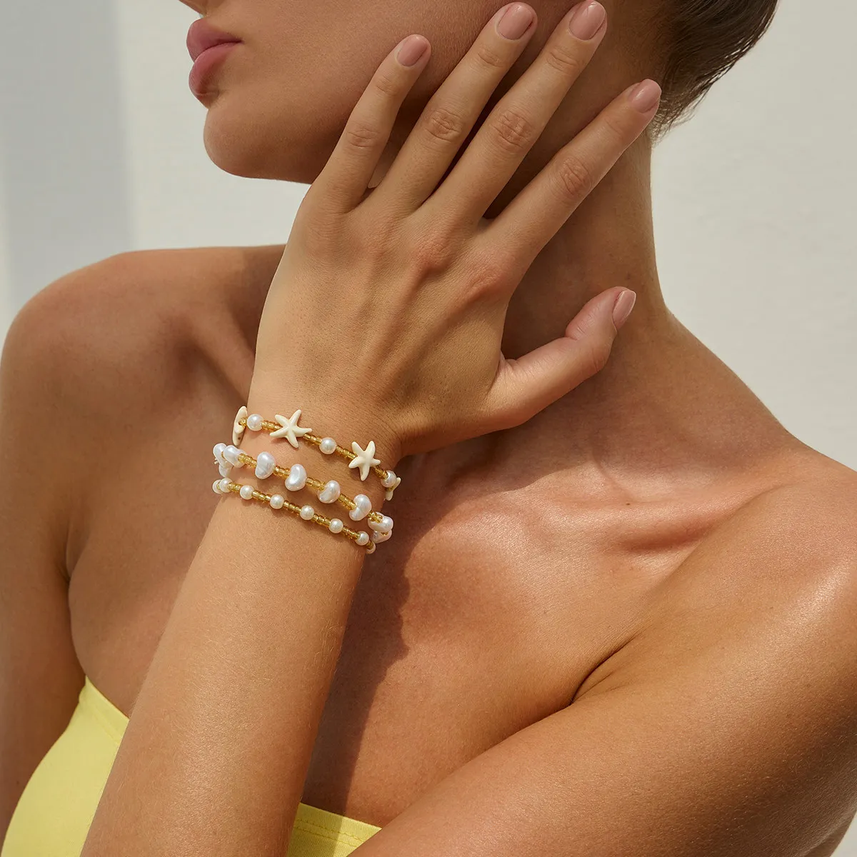 3Pcs Starfish Faux Pearl Bracelet Set - Beach Resort Layering Rice Bead Bracelets for Women, Chic Summer Vacation Jewelry Gift
3Pcs Starfish Faux Pearl Bracelet Set - Beach Resort Layering Rice Bead Bracelets for Women, Chic Summer Vacation Jewelry Gift