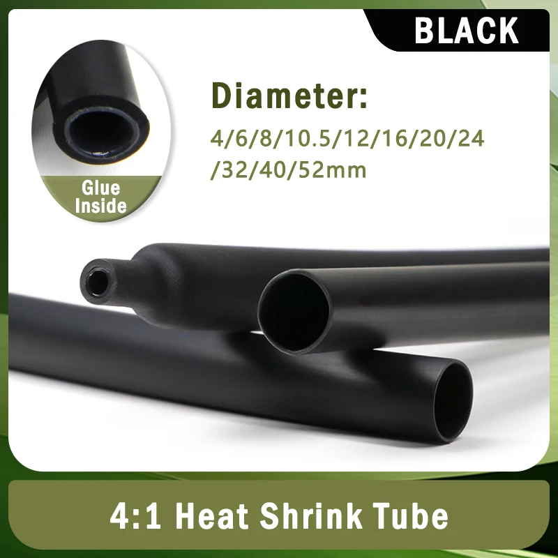1~50M Black 4:1 Heat Shrink Tube With Glue Dia 4 6 8 12 16 20 24 40 52 72mm Adhesive Lined Wrap Dual Wall Tubing Wire Protector
1~50M Black 4:1 Heat Shrink Tube With Glue Dia 4 6 8 12 16 20 24 40 52 72mm Adhesive Lined Wrap Dual Wall Tubing Wire Protector
