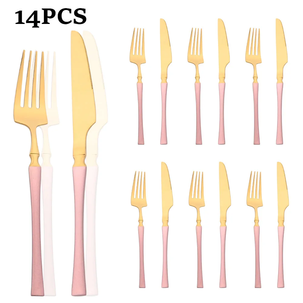 Stainless Steel Flatware 14Pcs Pink Gold Cutlery Set Mirror Knife Fork Western Dinnerware Set Luxury Kitchen Home Tableware Set
Stainless Steel Flatware 14Pcs Pink Gold Cutlery Set Mirror Knife Fork Western Dinnerware Set Luxury Kitchen Home Tableware Set