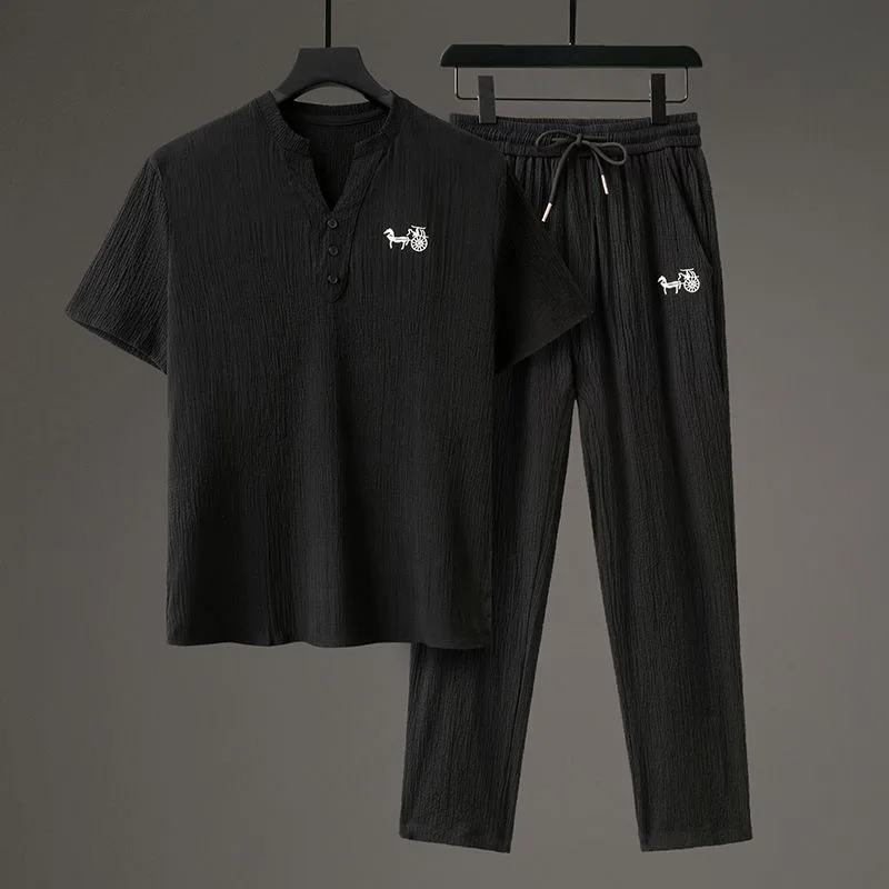 Natural ALinen Summer Essential Top And Pant Set Breathable Short Sleeve Comfortable Casual Wear for Any Occasion
Natural ALinen Summer Essential Top And Pant Set Breathable Short Sleeve Comfortable Casual Wear for Any Occasion