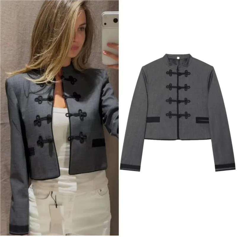 Women's Blazer 2026 New Round Neck Long Sleeve Rope Knot Buckle Jacket Fashion Elegant Female Top Chinese Style Outerwear
Women's Blazer 2026 New Round Neck Long Sleeve Rope Knot Buckle Jacket Fashion Elegant Female Top Chinese Style Outerwear