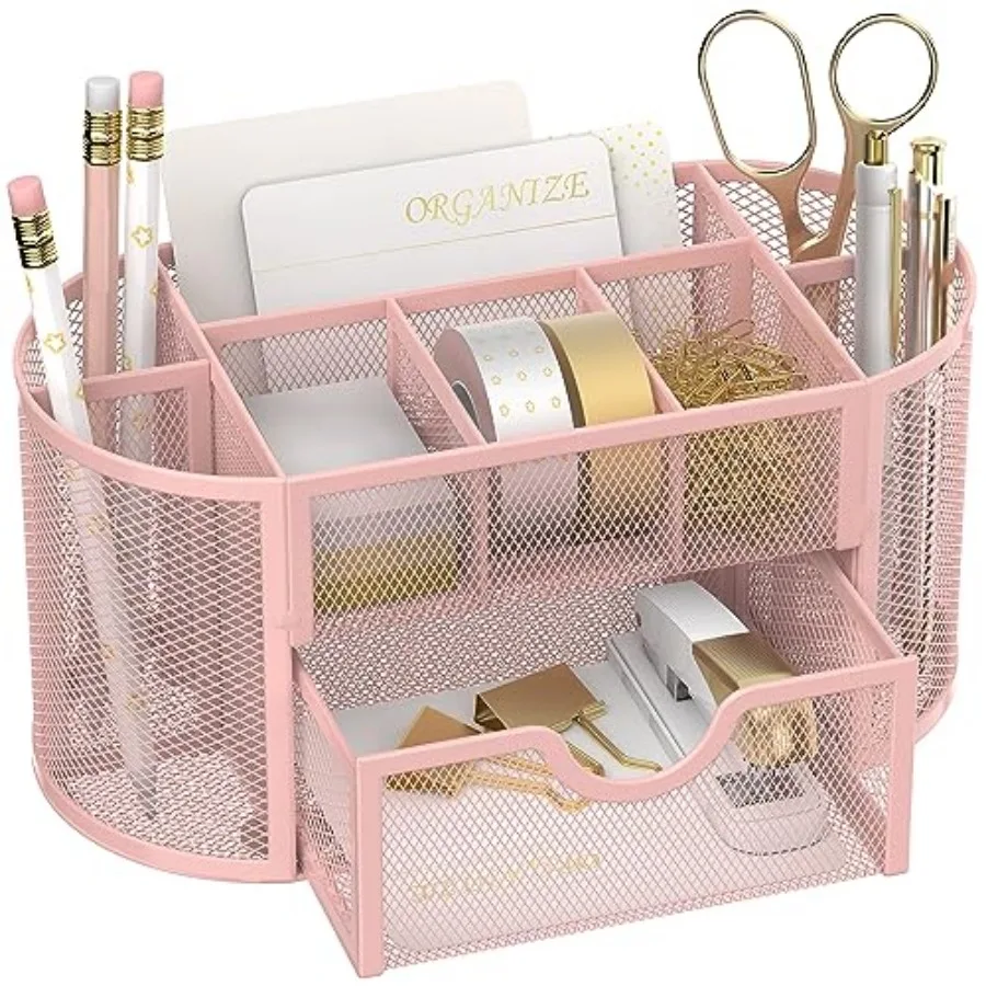 Mesh Desk Organizer, Desk Accessories and Workspace Organizers with Drawers, Pencil Holder for Desk with 9 Compartments for Off
Mesh Desk Organizer, Desk Accessories and Workspace Organizers with Drawers, Pencil Holder for Desk with 9 Compartments for Off