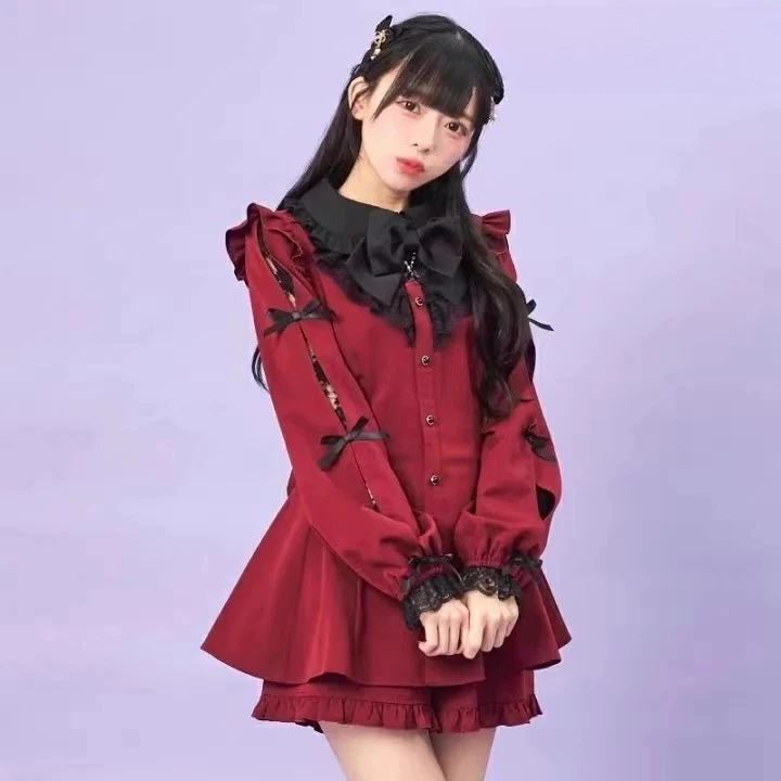 Платье с длинными рукавами и бантом в японском стиле SC, тонкое однобортное платье с высокой талией и шорты, комплект из двух предметов
Платье с длинными рукавами и бантом в японском стиле SC, тонкое однобортное платье с высокой талией и шорты, комплект из двух предметов