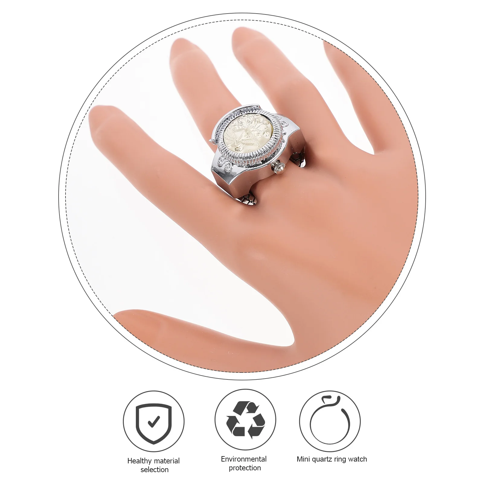 1pc Finger Quartz Watch Mini Ring Designed For Women Lightweight Zinc Alloy Fashion Decorative Jewelry Casual Unique Timepiece
1pc Finger Quartz Watch Mini Ring Designed For Women Lightweight Zinc Alloy Fashion Decorative Jewelry Casual Unique Timepiece