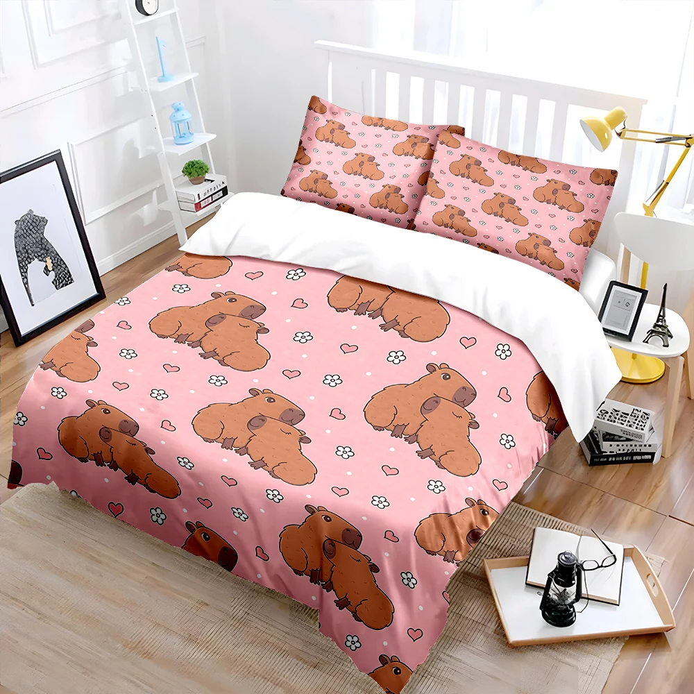 Pink cartoon capybara background Bedding Set for Kids Luxury Gift 3pcs Digital Print Comforter Set Soft Comfortable Breathable
Pink cartoon capybara background Bedding Set for Kids Luxury Gift 3pcs Digital Print Comforter Set Soft Comfortable Breathable