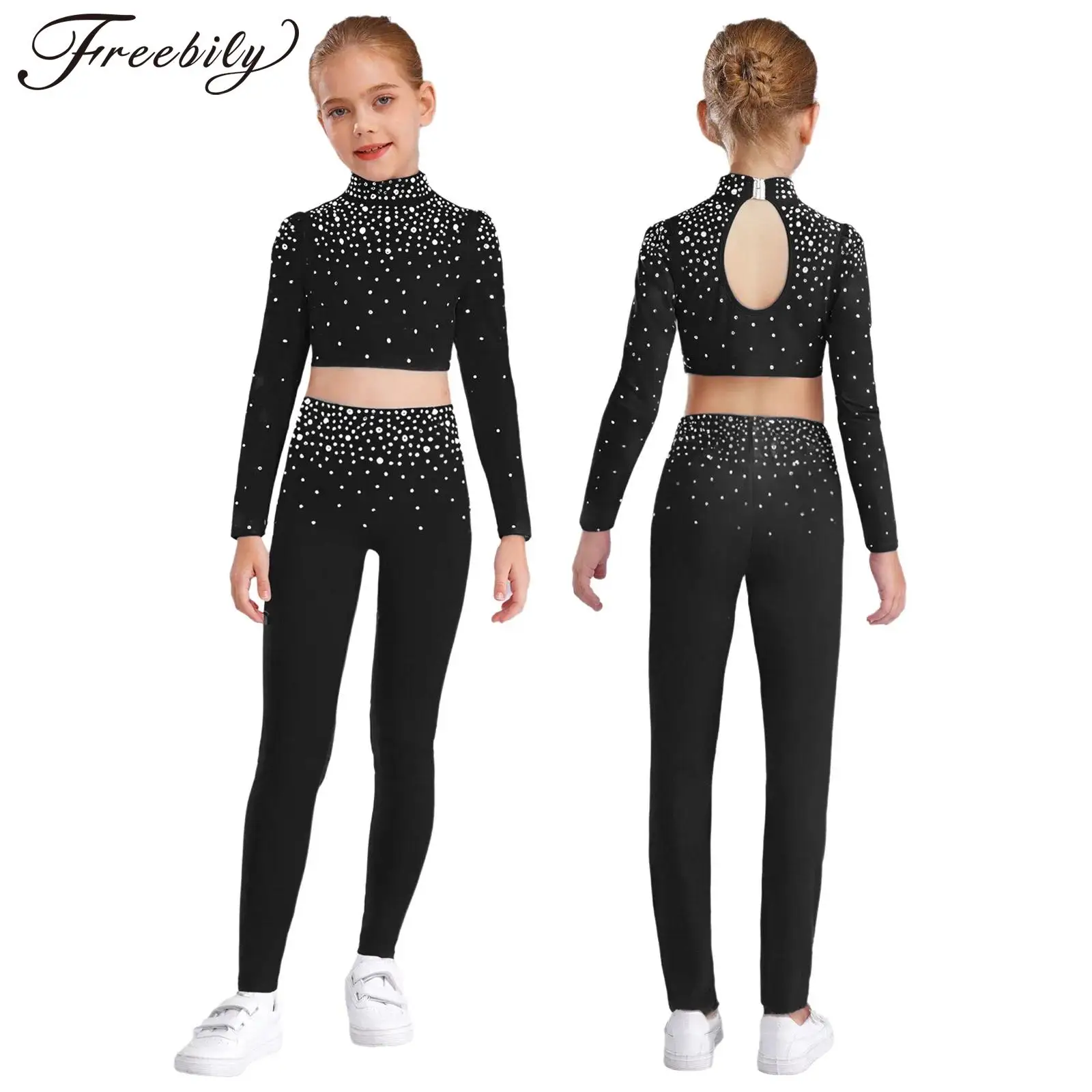 Детский наряд для фигурного катания для девочек, укороченный топ с длинными рукавами и брюками с металлическими блестящими стразами для джазовых танцев, гимнастики, акробатики
Детский наряд для фигурного катания для девочек, укороченный топ с длинными рукавами и брюками с металлическими блестящими стразами для джазовых танцев, гимнастики, акробатики