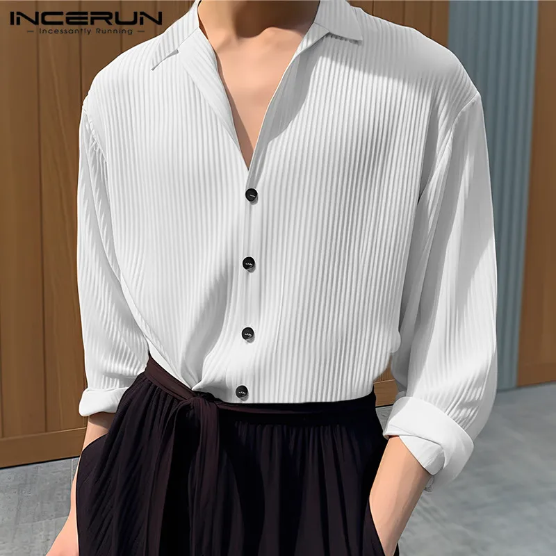 Handsome Well Fitting Tops INCERUN Men's Knitted Solid Lapel Shirts Casual Simple All-match Male Long Sleeved Blouse S-5XL 2024
Handsome Well Fitting Tops INCERUN Men's Knitted Solid Lapel Shirts Casual Simple All-match Male Long Sleeved Blouse S-5XL 2024