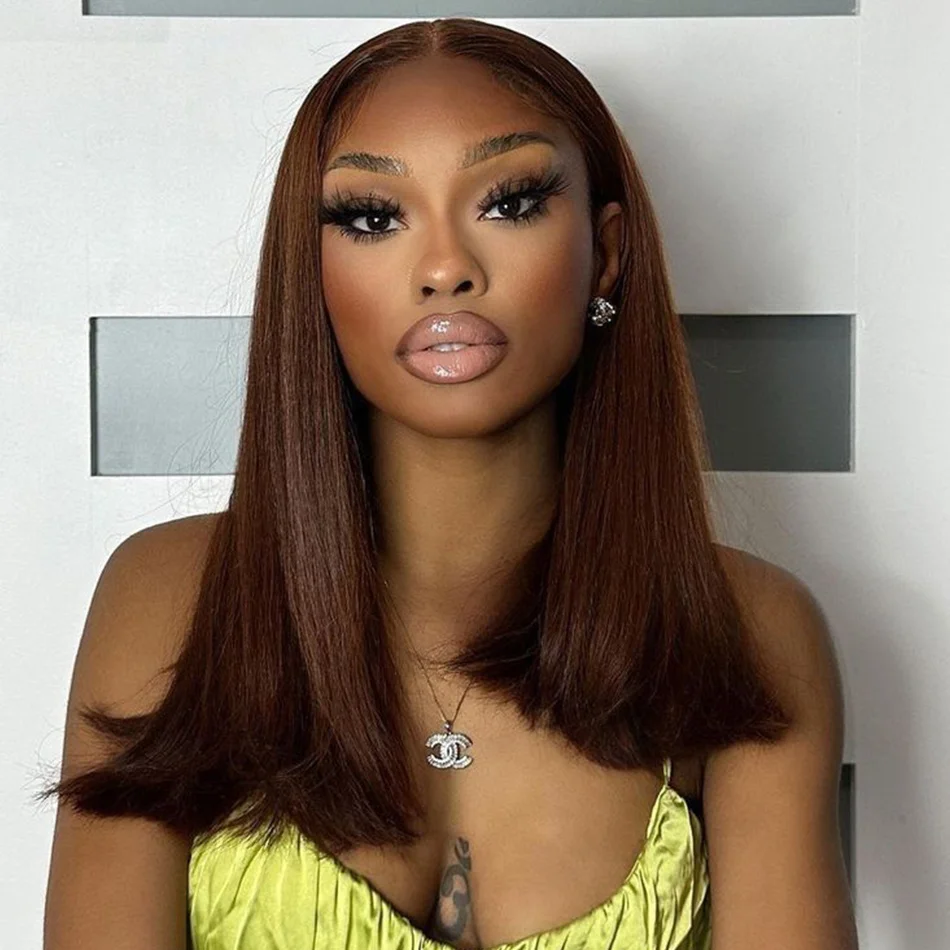 13x4 Transparent Lace Front Wigs Chocolate Brown Pre Plucked With Baby Hair Short Bob Wigs Brazilian Human Hair For Women
13x4 Transparent Lace Front Wigs Chocolate Brown Pre Plucked With Baby Hair Short Bob Wigs Brazilian Human Hair For Women